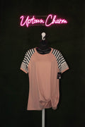 Pink w/ Black & White Stripes Shirt
