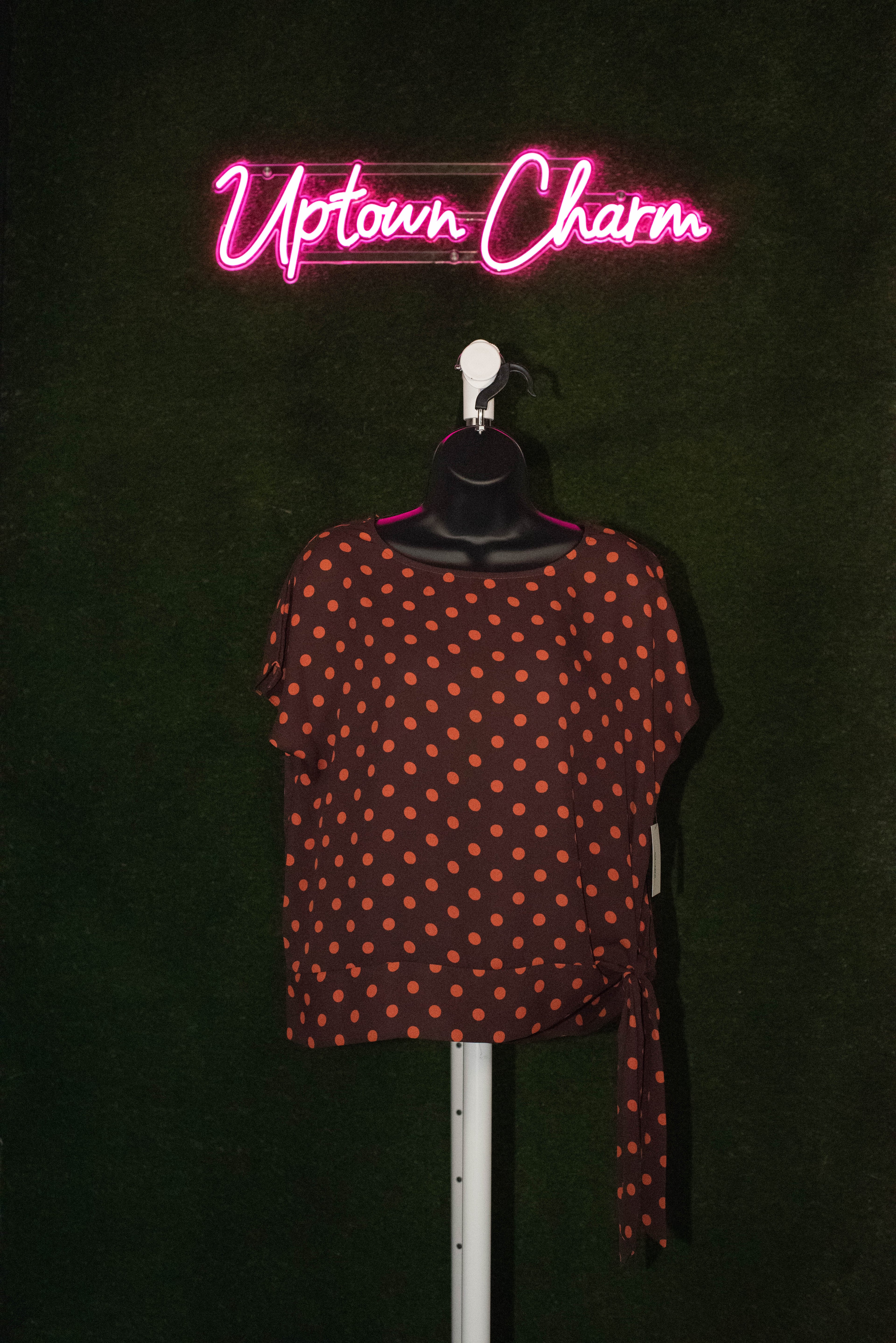 Brown w/ Orange Polka Dot Shirt