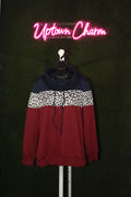 Navy/Burgundy Leopard Hoodie